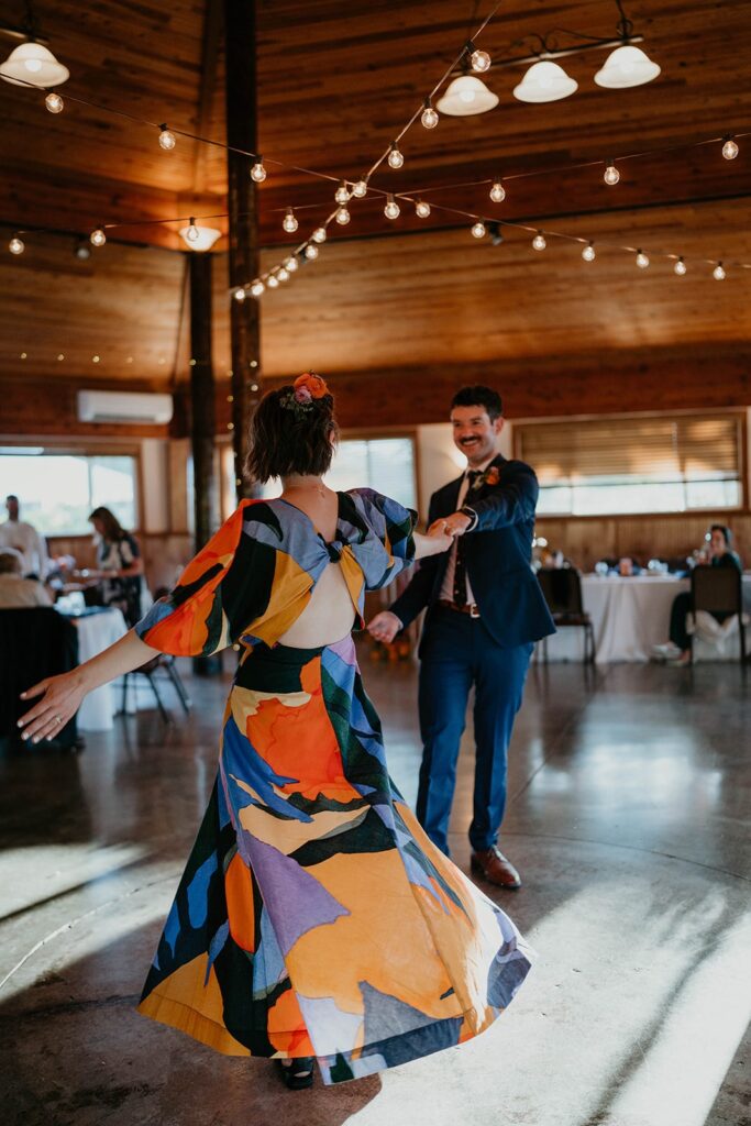 Bride and groom first dance at Cascade Locks wedding reception