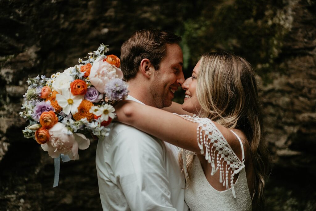 Bride and groom Oregon elopement portraits