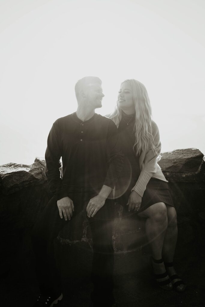 Sunset engagement photos at Cape Perpetua