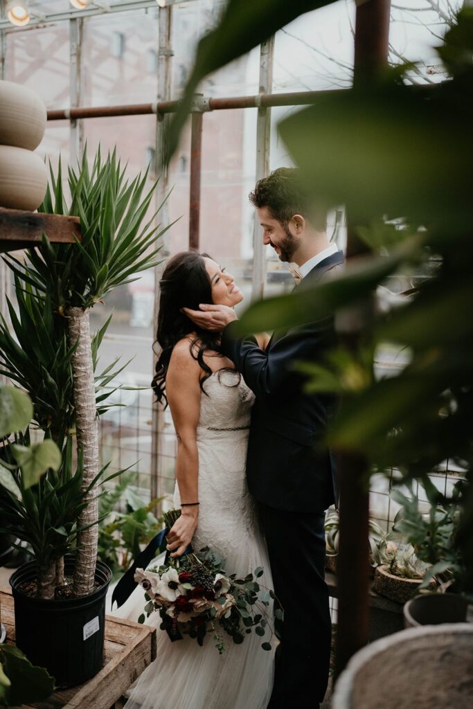 Bride and groom couple photos at Pomarius Nursery