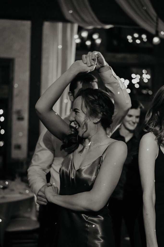 Wedding guests dancing. 