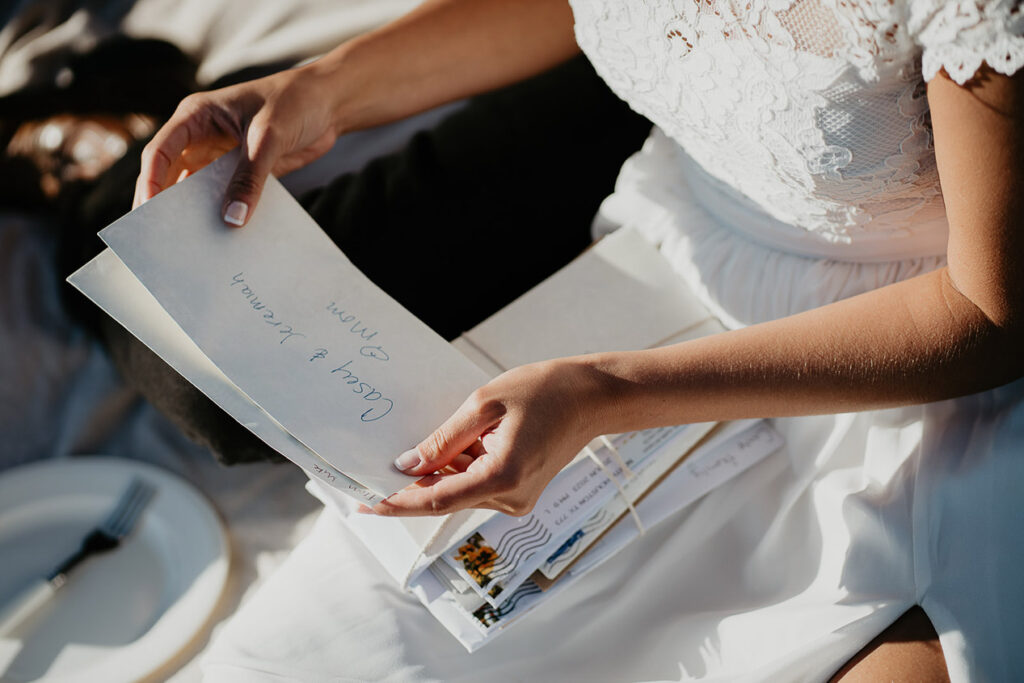 The couple reading letters from their loved ones. 