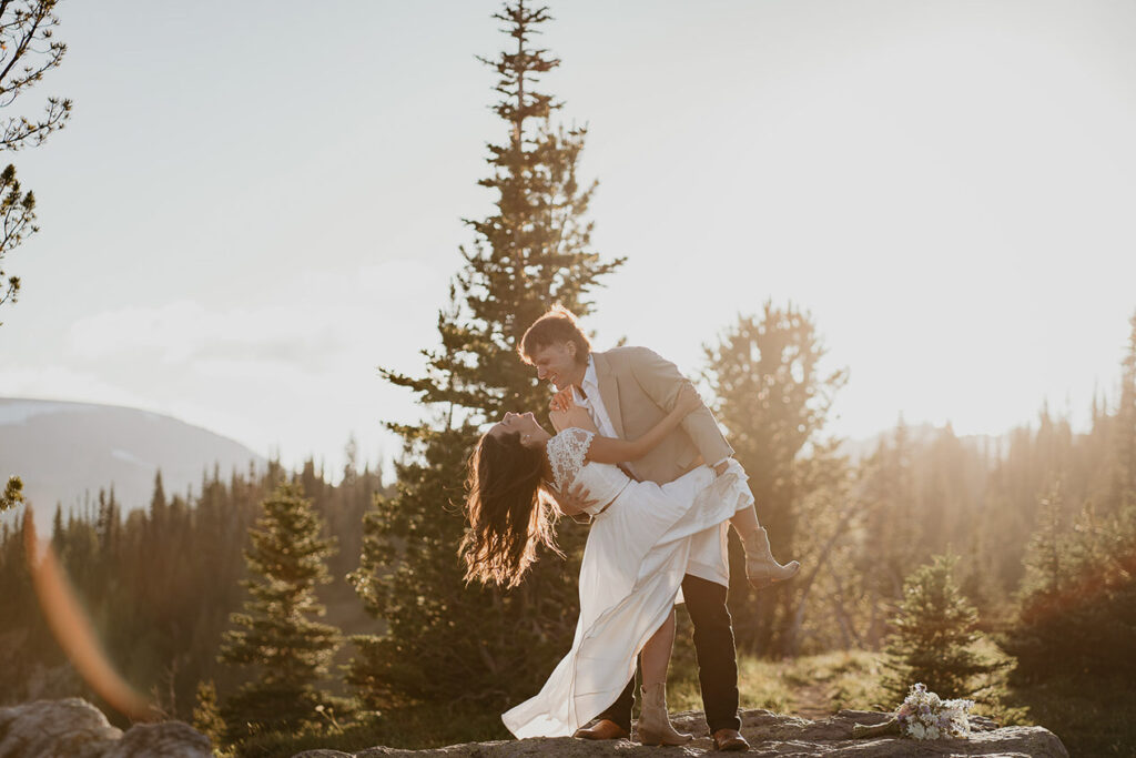 The couple dancing in the fading light. 