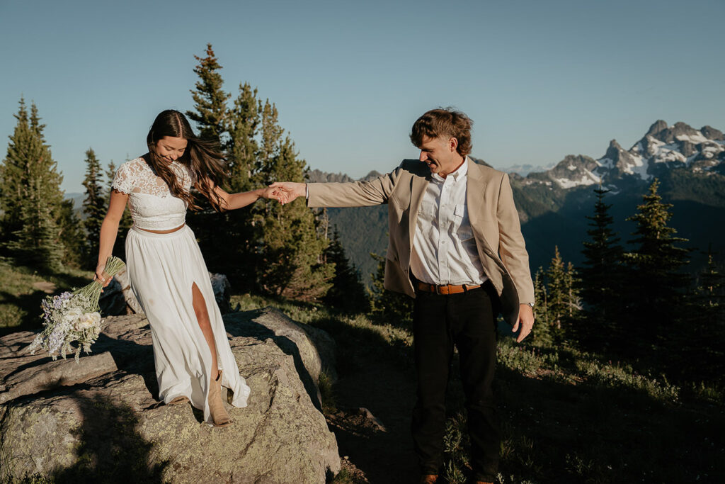 The couple dancing in the fading light. 