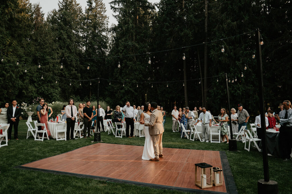 The couple's first dance during their CedarVale Events Wedding. 