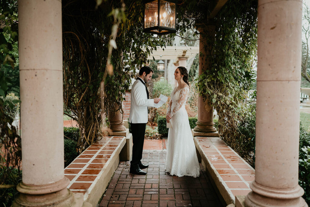 The groom delivering a personal letter to his bride at Lairmont Manor. 