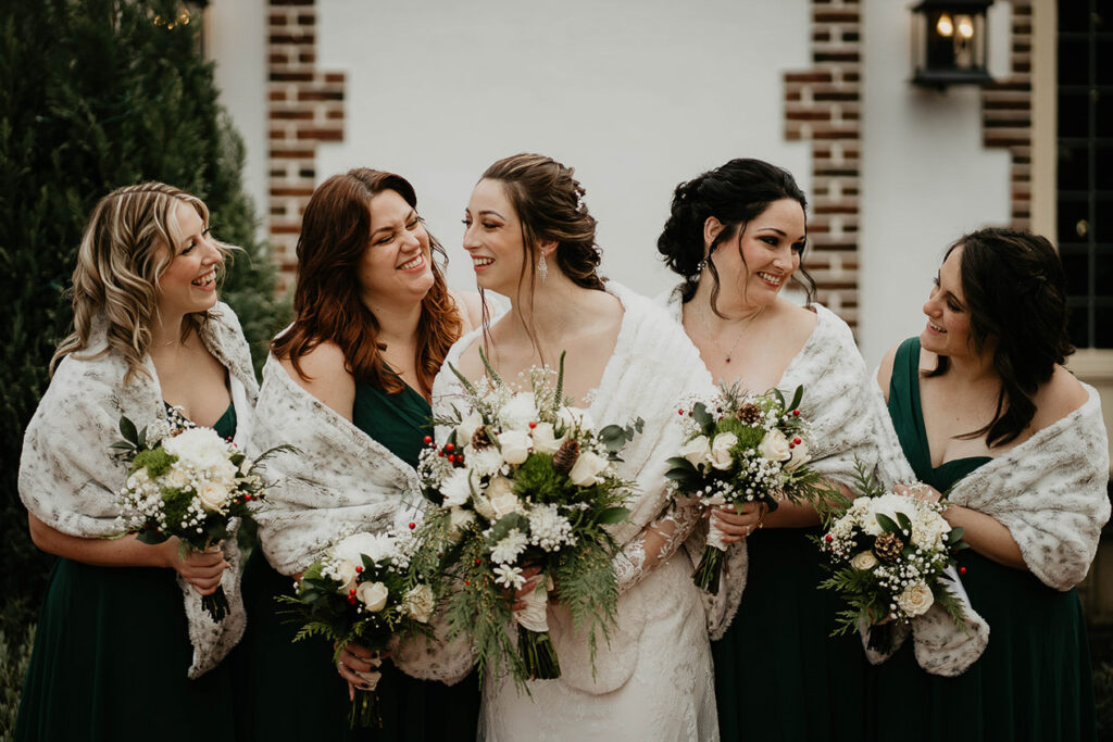 The bride and her bridesmaids. 