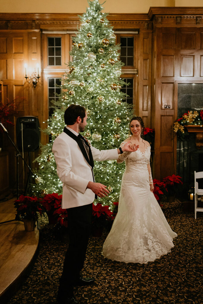 The newlyweds during their first dance. 