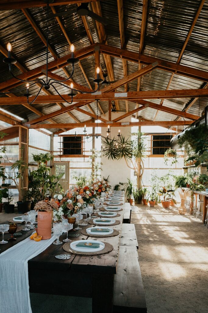 Rustic wedding reception at Mt Hood Center wedding venue in Oregon