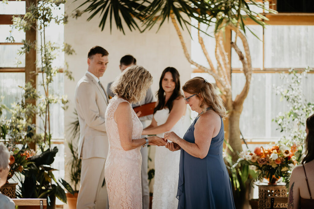 a wedding ceremony inside Mt Hood Center. 