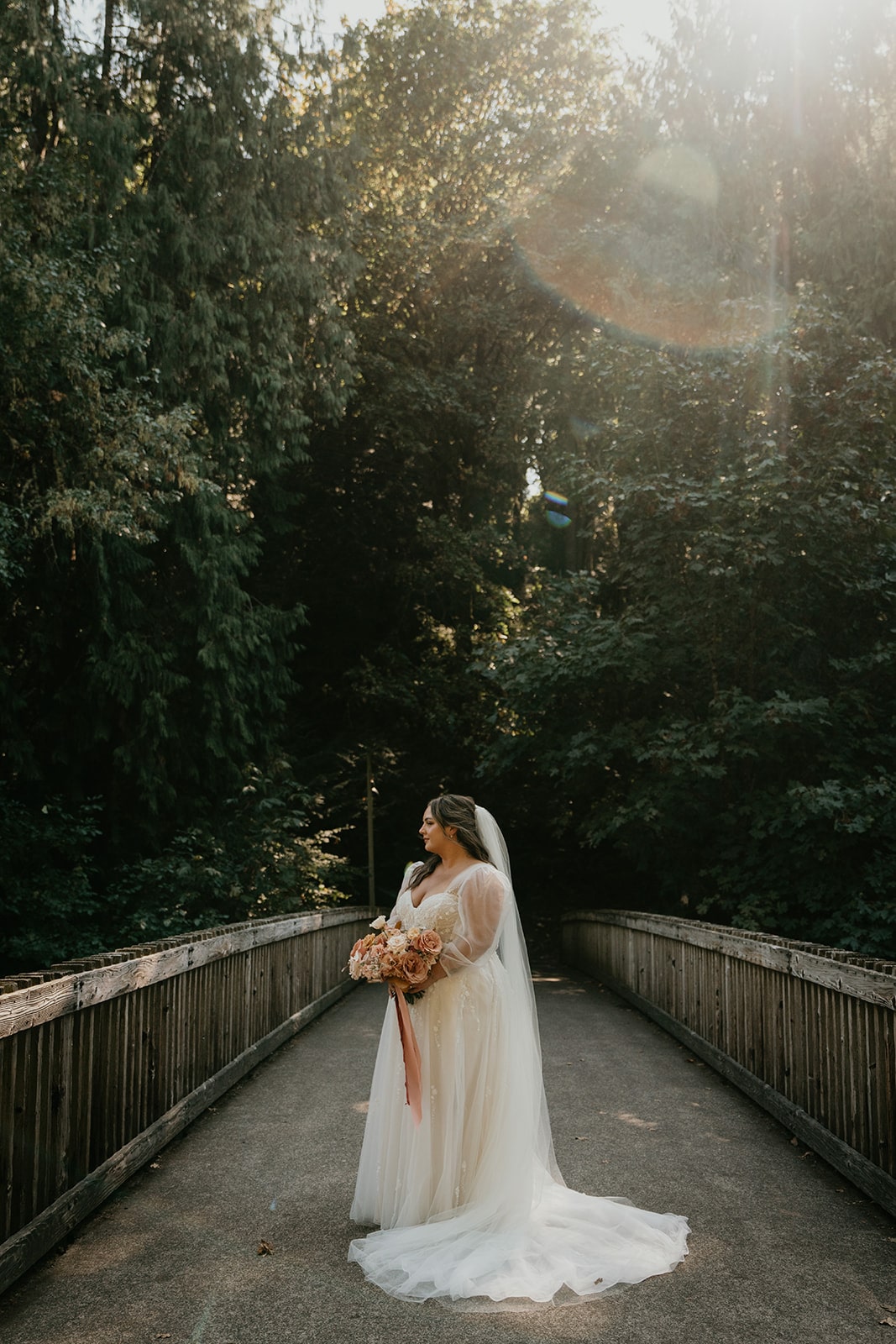 Bride wedding portraits at a park in Lake Oswego