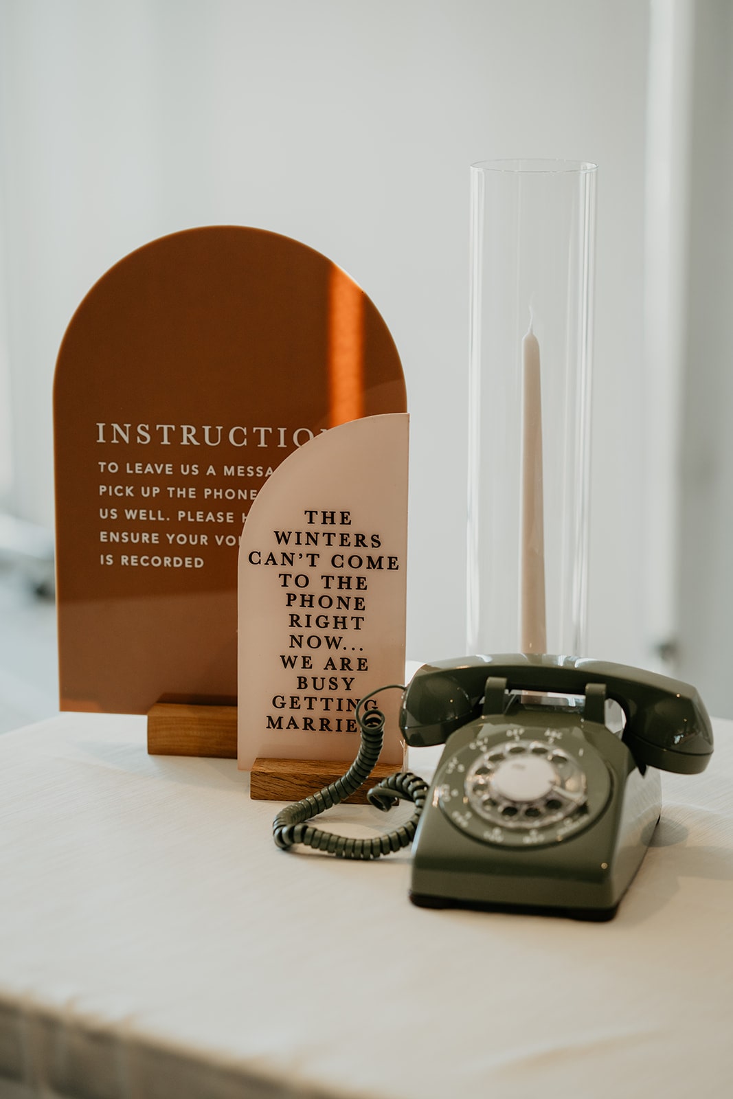 Custom wedding voicemail guestbook signage