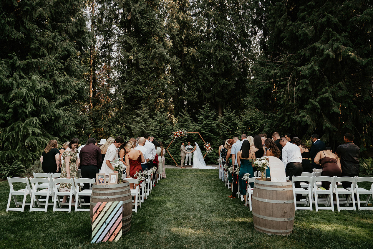 a wedding ceremony at CedarVale events, one of the best wedding venues at Portland.