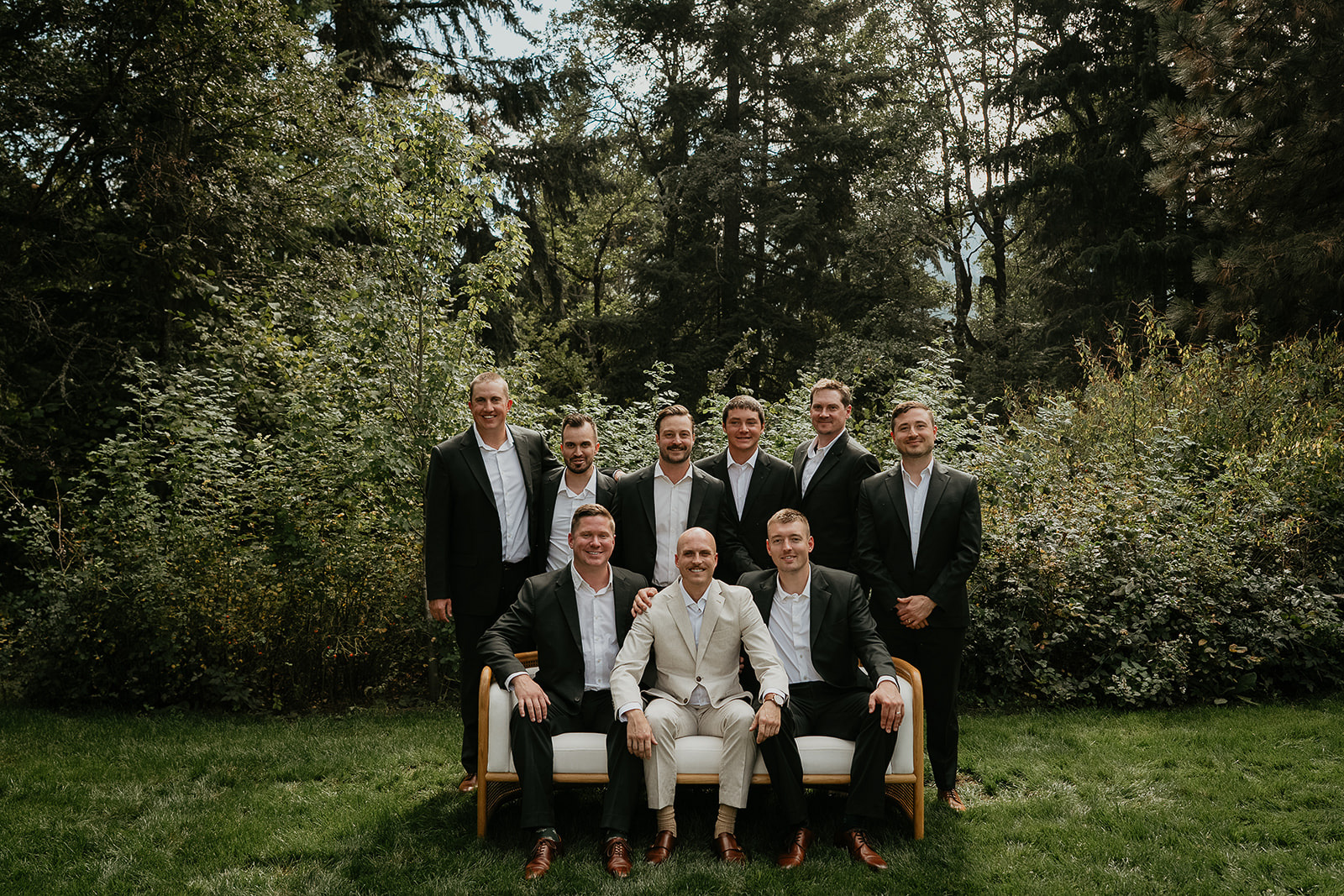 the groom and his groomsmen during their Rocky Hill Oregon wedding.