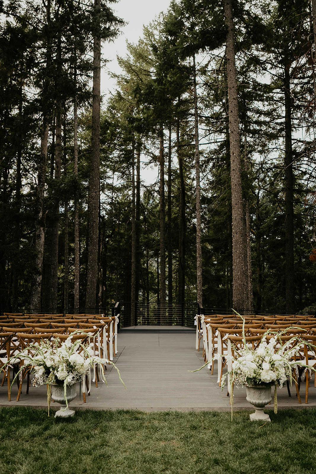 the during their Rocky Hill Oregon wedding deck.