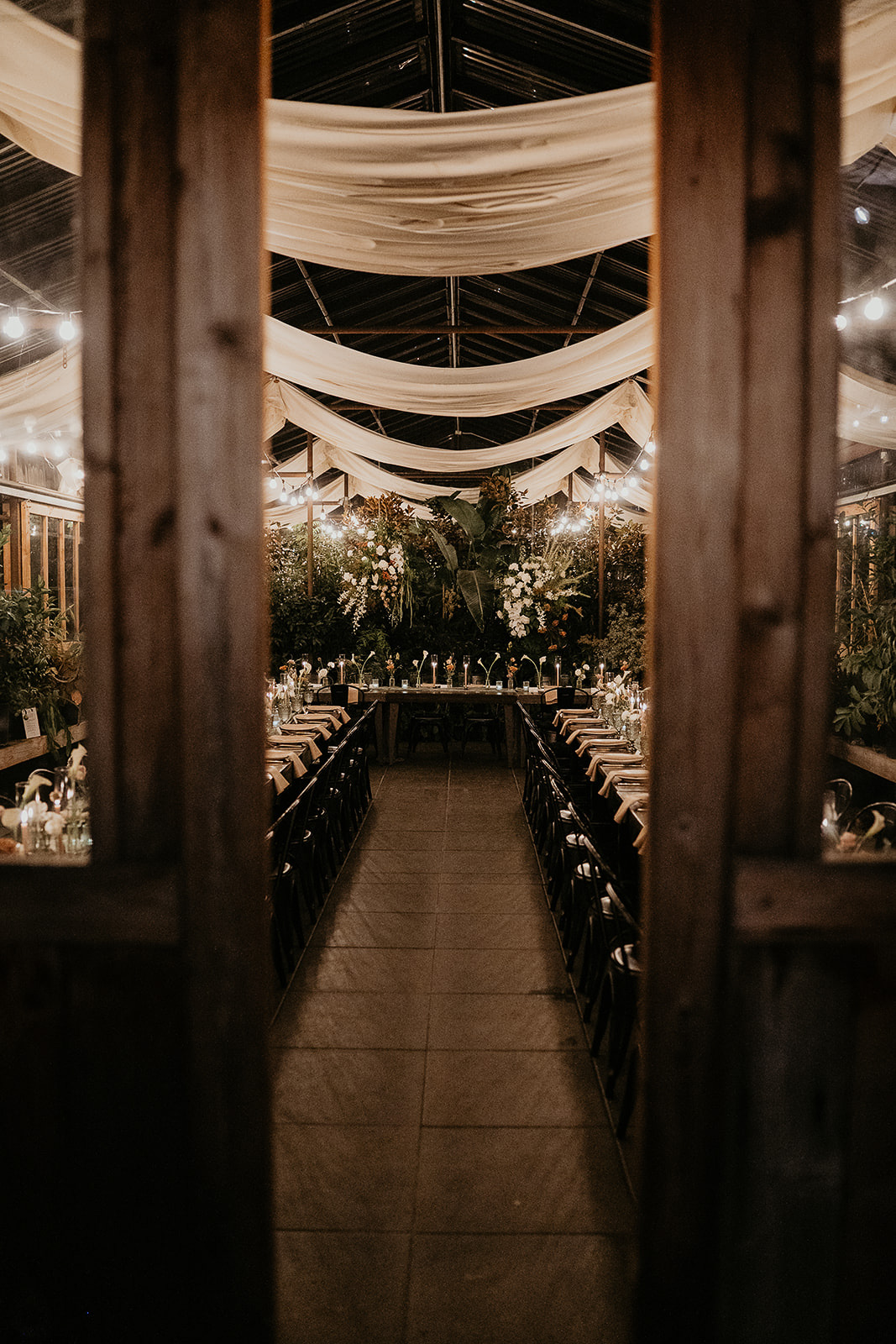 reception area inside a greenhouse.