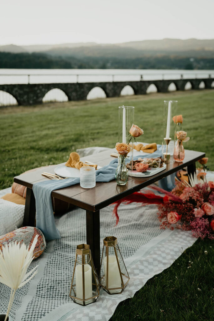Reception tablescape for elopement styled shoot