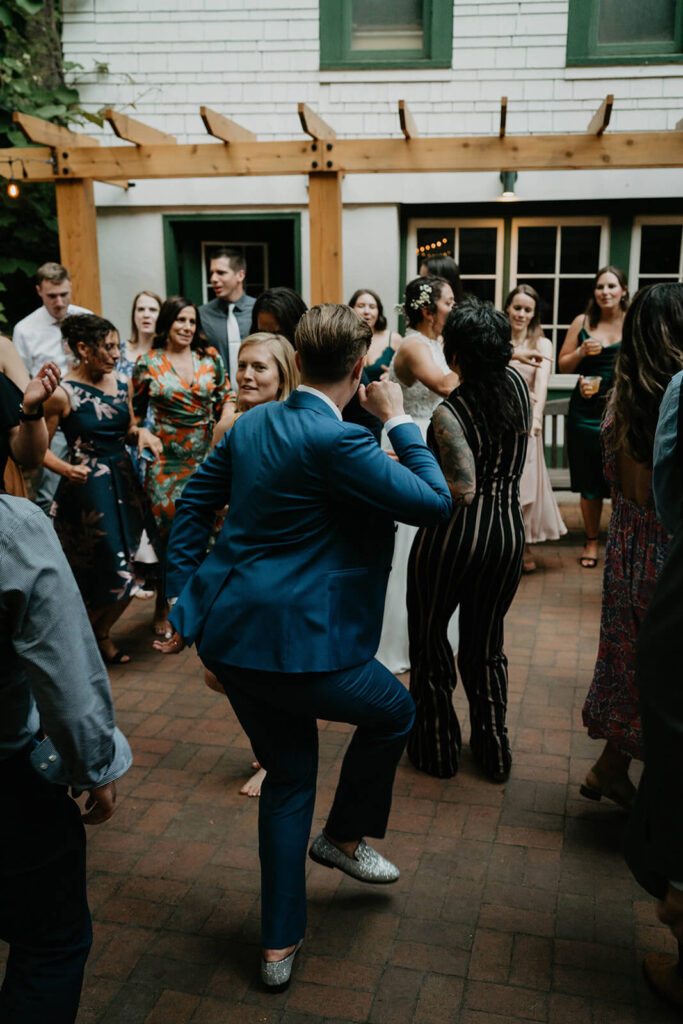 Dance party at Leach Botanical Garden wedding reception