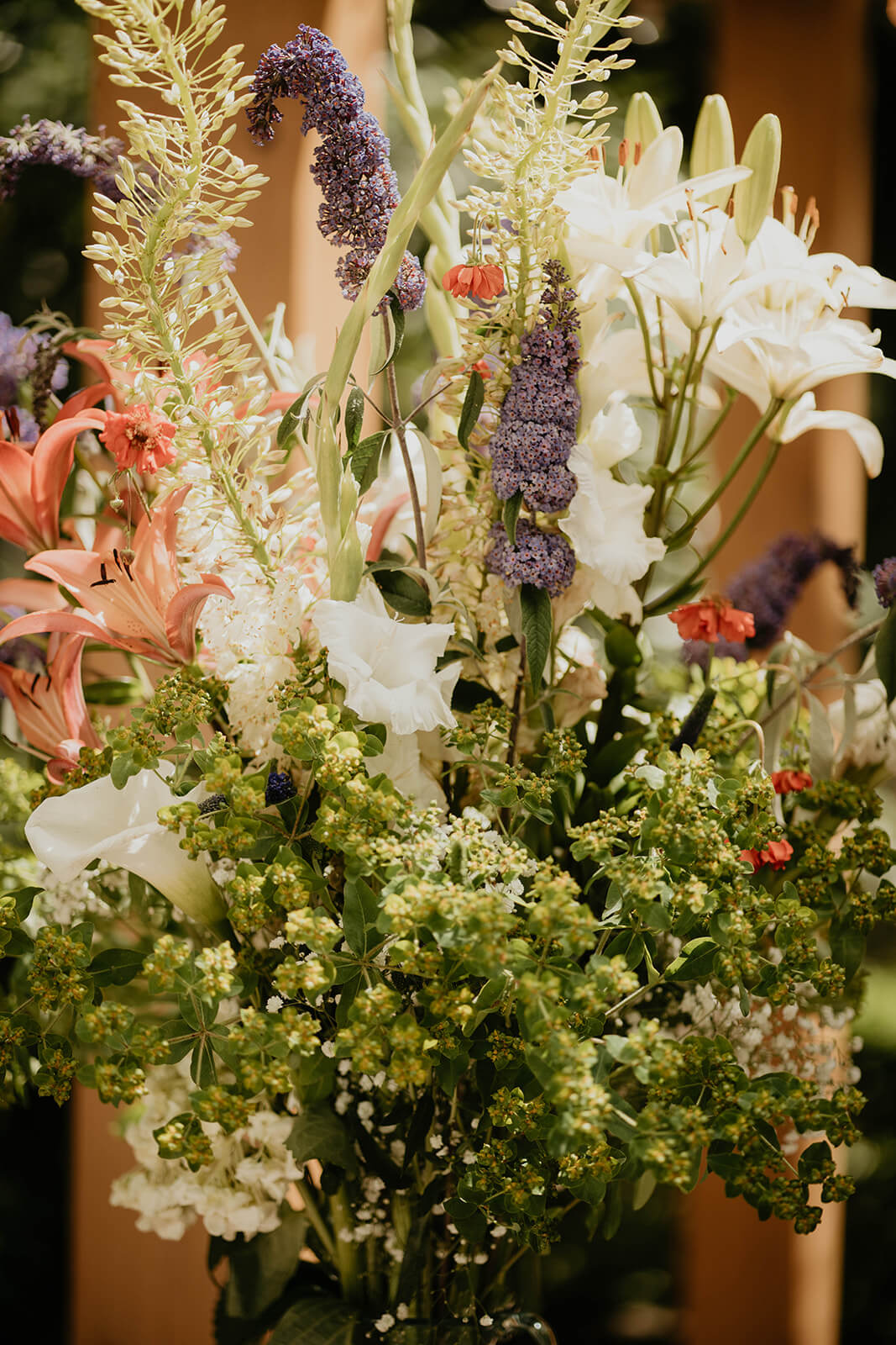 Summer floral arrangement for garden wedding