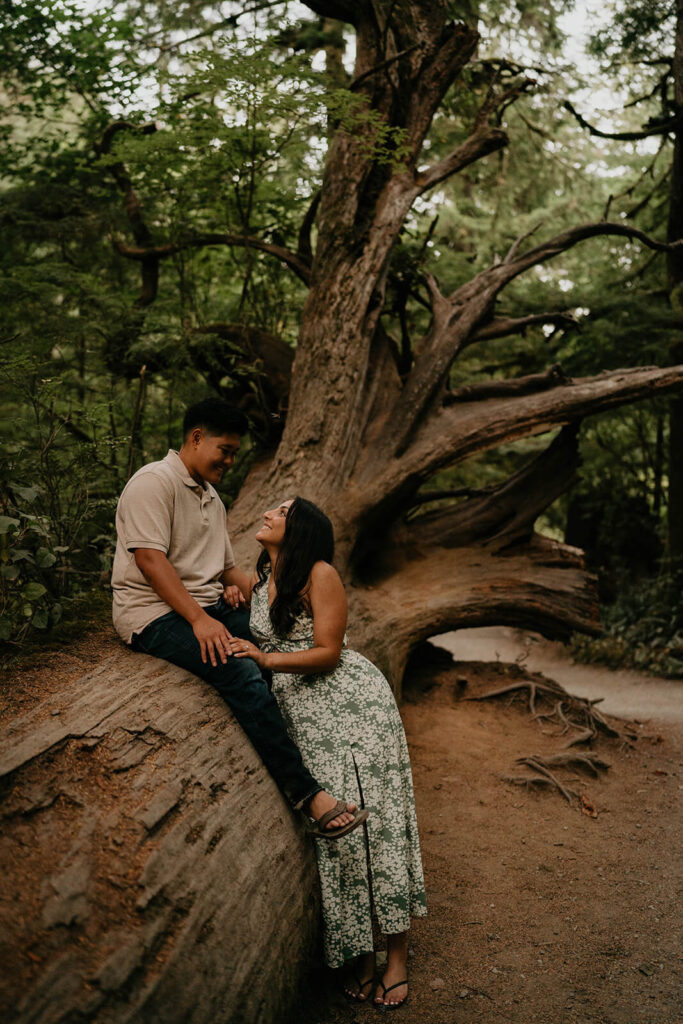 Couple photos in the forest on the Oregon Coast