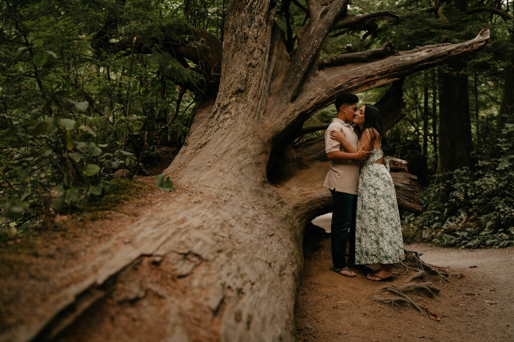 Couple photos in the forest on the Oregon Coast