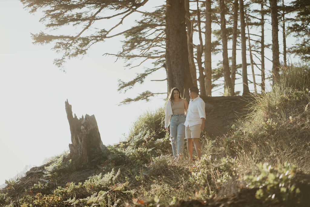 Couple photos during Oregon coast engagement session