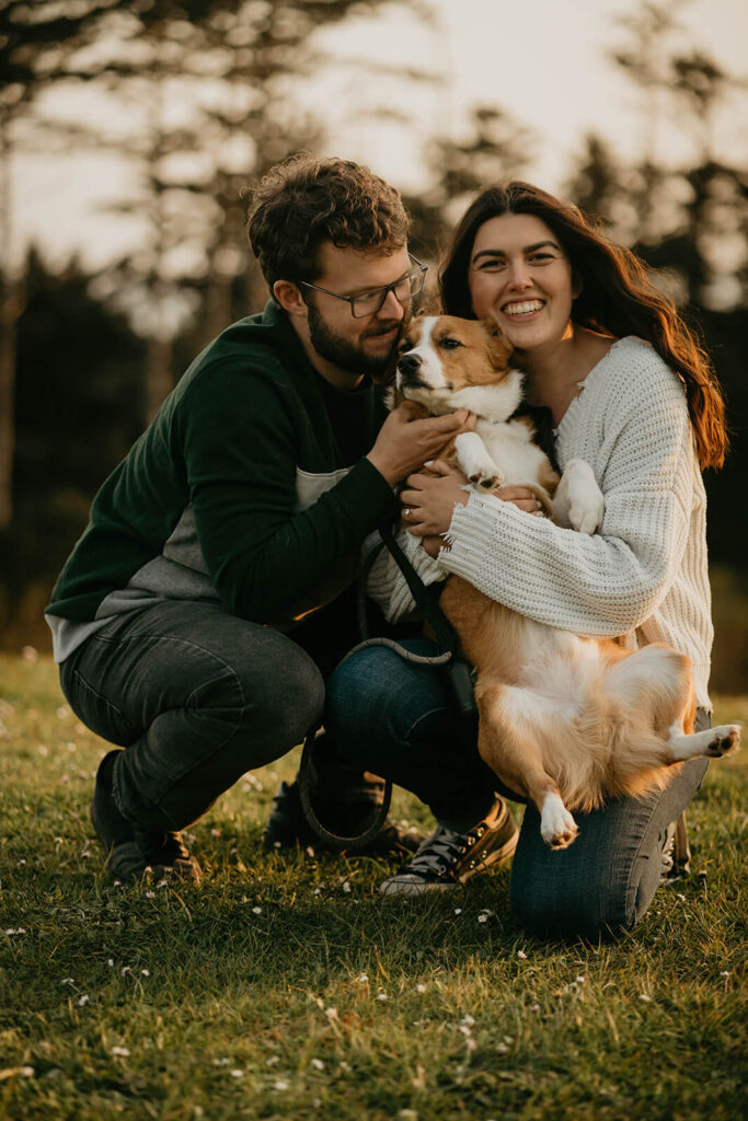 Engagement photos with dog at Cannon Beach, Oregon