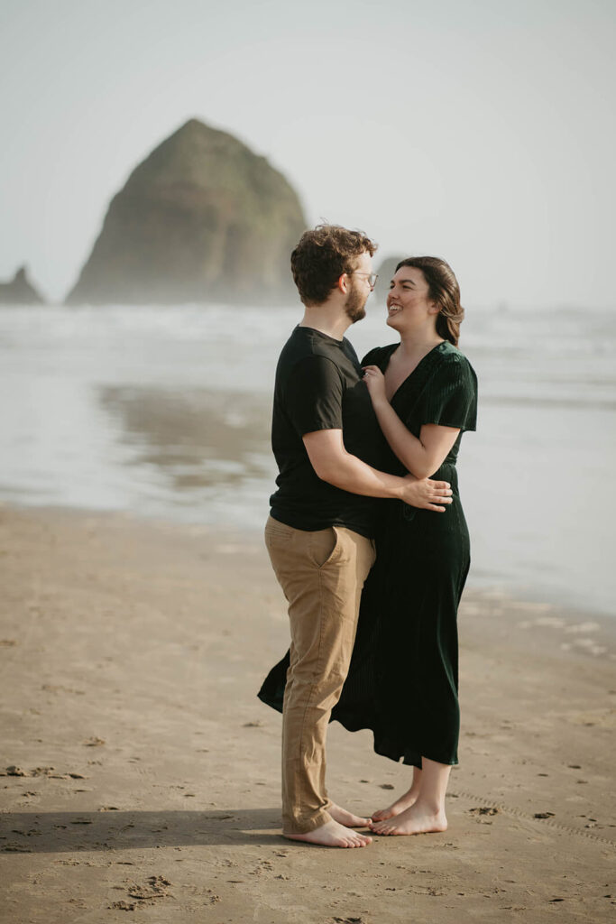 Couple engagement photos on the beach