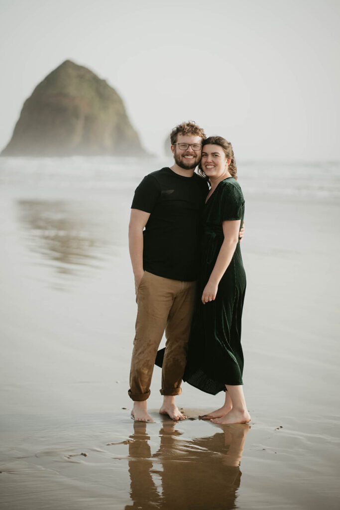 Engagement photos on the beach at Cannon Beach in Oregon