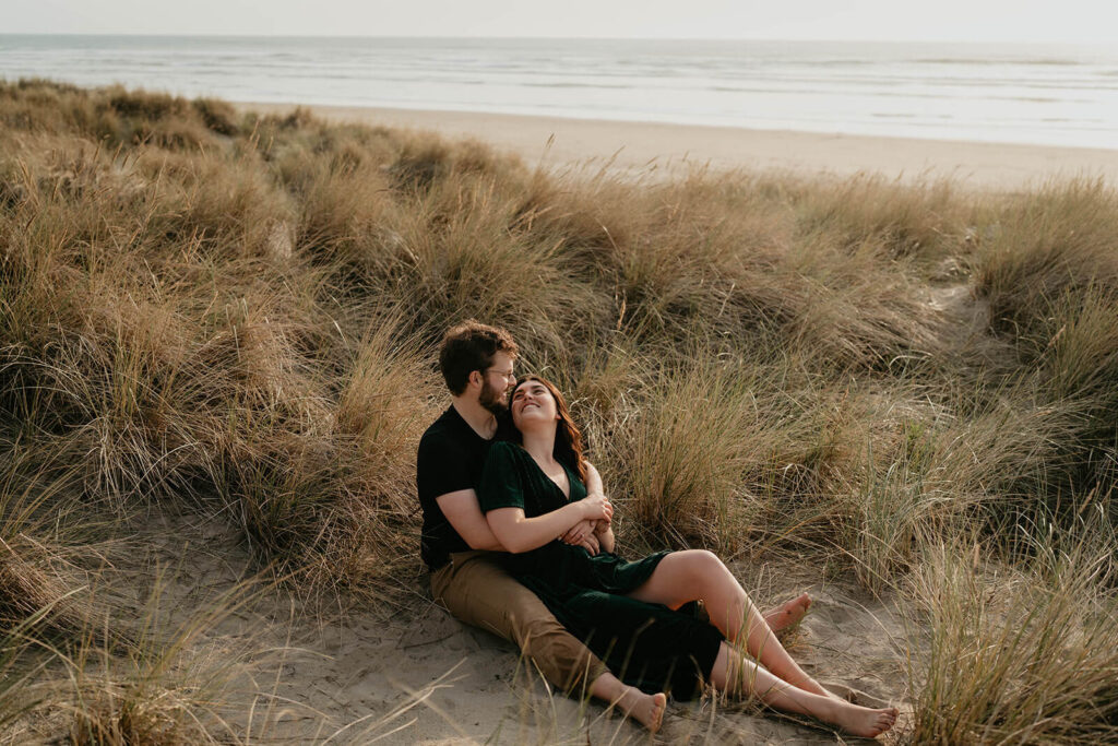 Engagement photos on the beach in Cannon Beach, Oregon