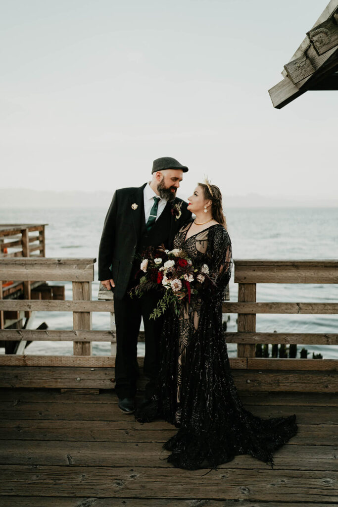 Bride and groom portraits at fall wedding in Oregon