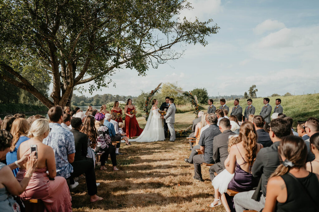 Outdoor wedding ceremony at Pemberton Farm