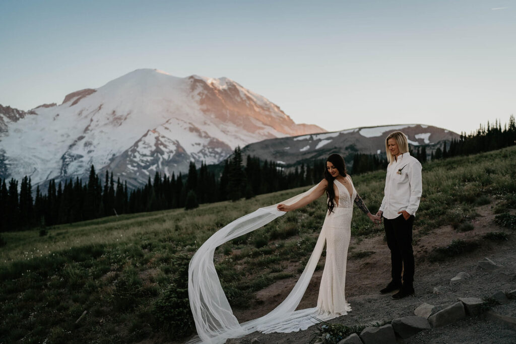Bride couple portraits at Mount Rainier