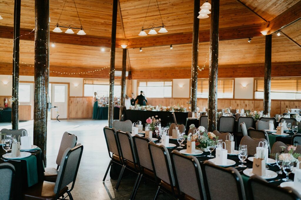 Indoor wedding reception at The Locks Thunder Island at Cascade Locks