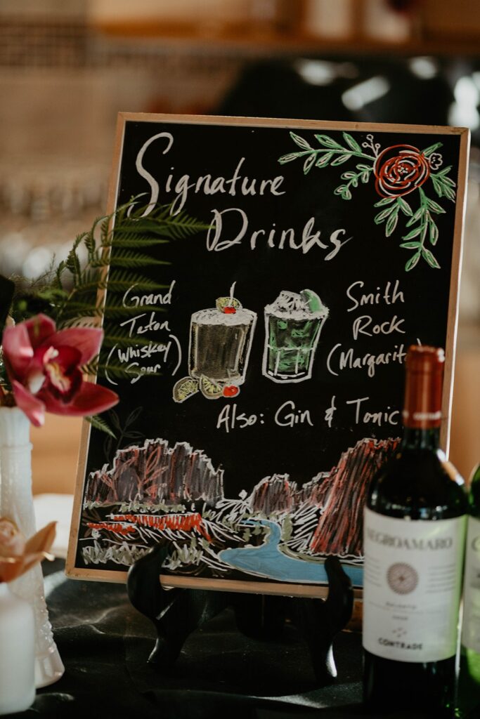 Signature Drinks menu at Thunder Island wedding