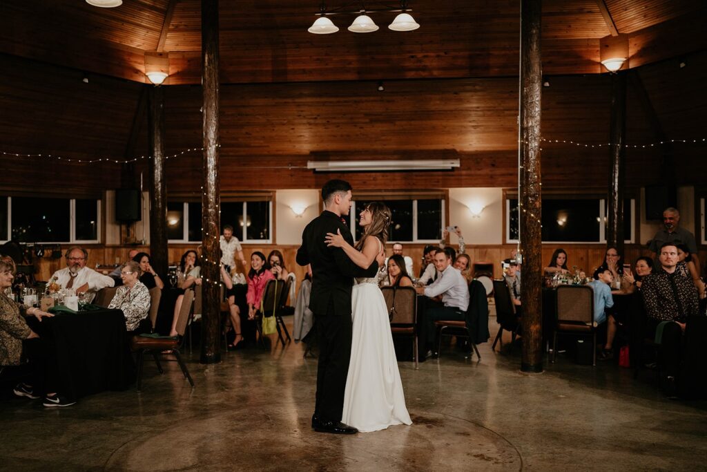 Bride and groom first dance at Thunder Island wedding reception