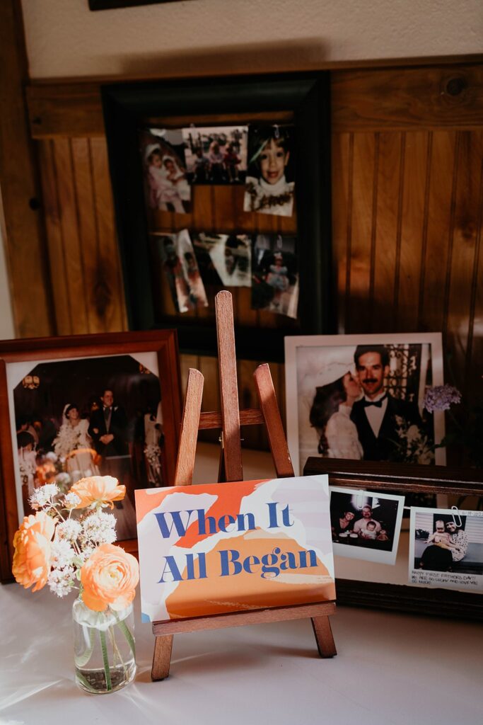 Colorful wedding signage reading "When It All Began"