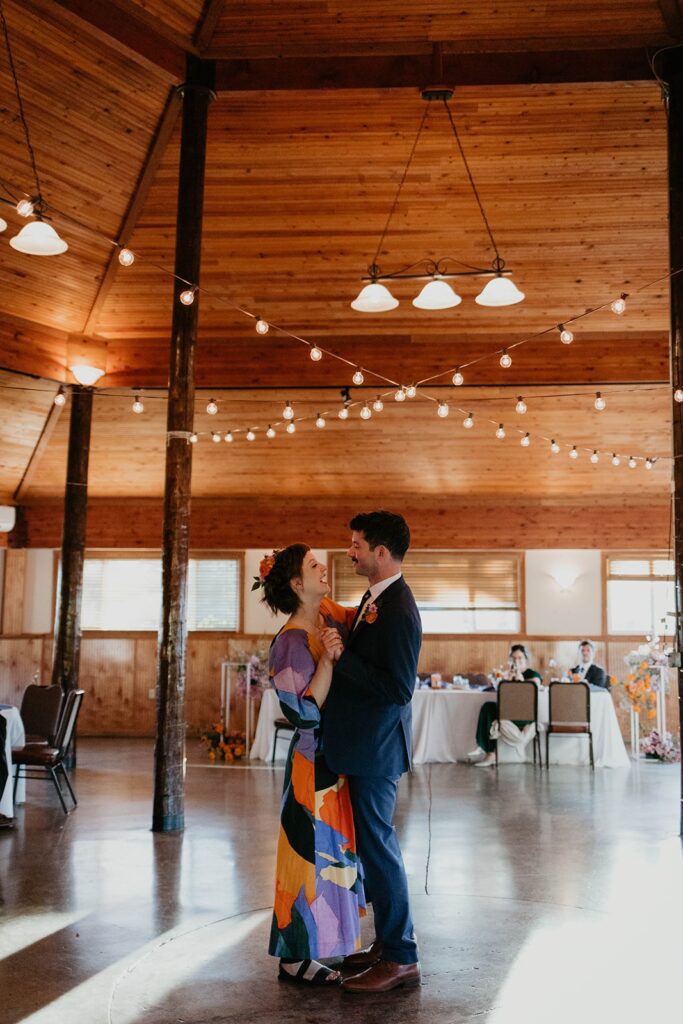 Bride and groom first dance at Cascade Locks wedding reception