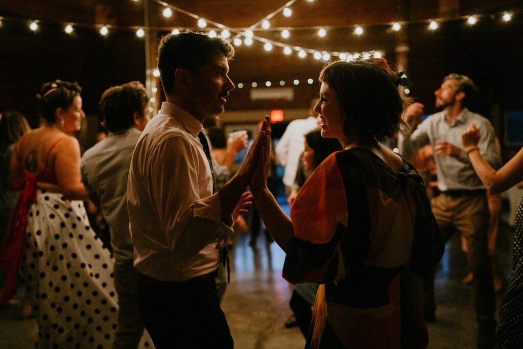 Dance reception at colorful Cascade Locks wedding