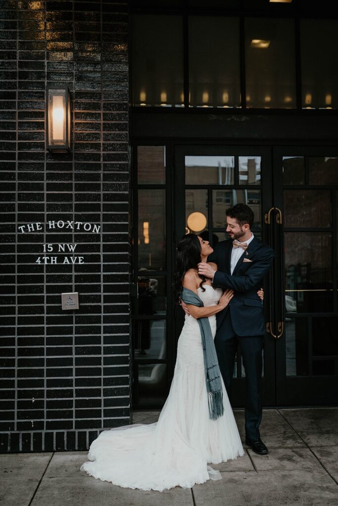 Bride and groom wedding portraits at the Hoxton in Portland