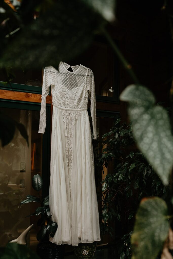 White lace wedding dress