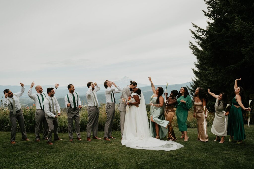 Wedding party photos at winery wedding in Washington