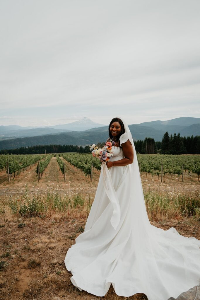 Bride portrait at Gorge Crest Vineyards in Washington
