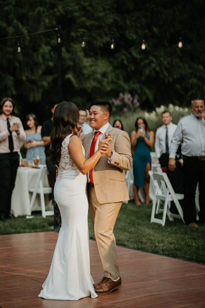 The couple's first dance during their CedarVale Events Wedding. 