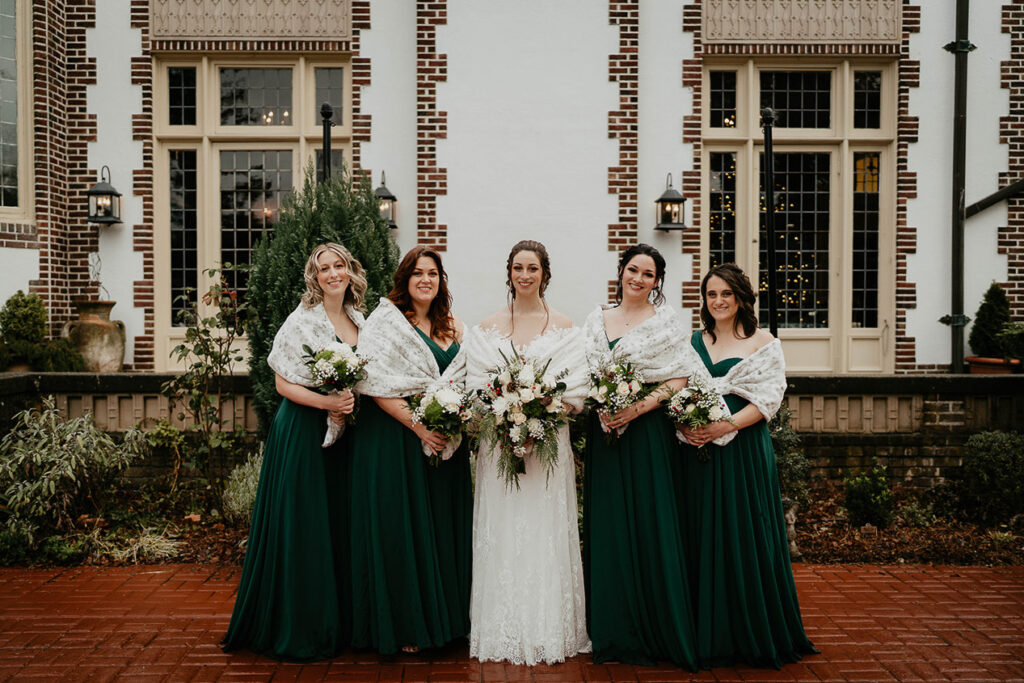 The bride and her bridesmaids. 