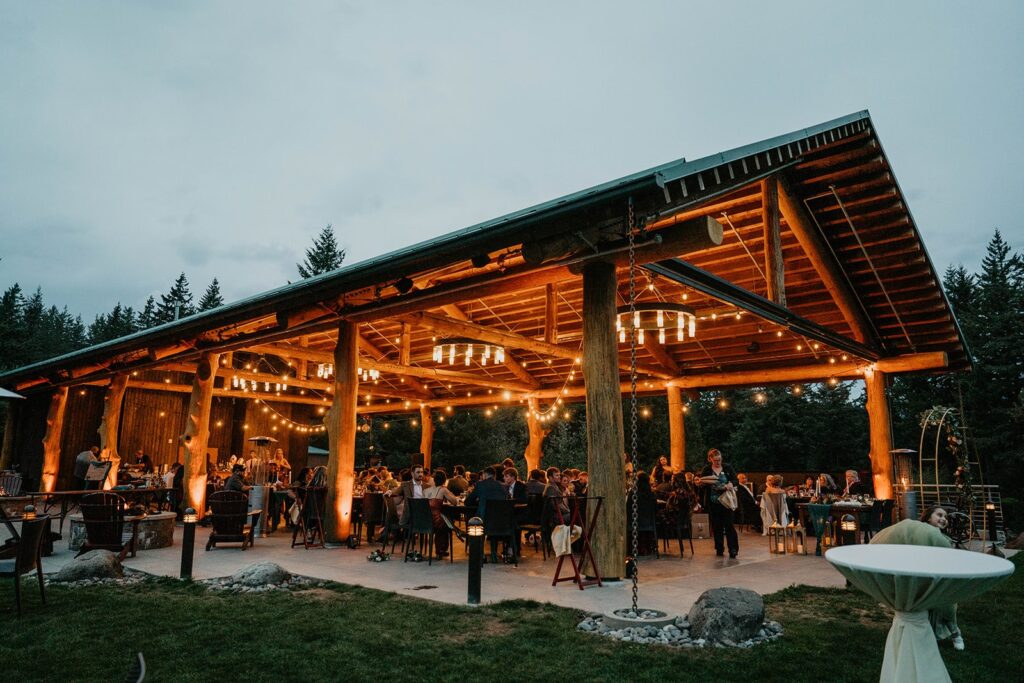 Wedding reception in the pavilion at Skamania Lodge