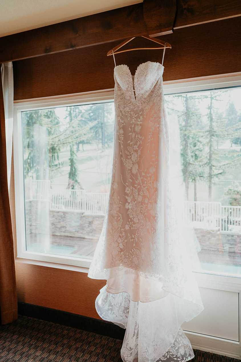 The bride's wedding dress. 