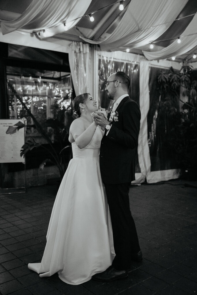 the bride and groom's first dance during their Blockhouse PDX wedding. 