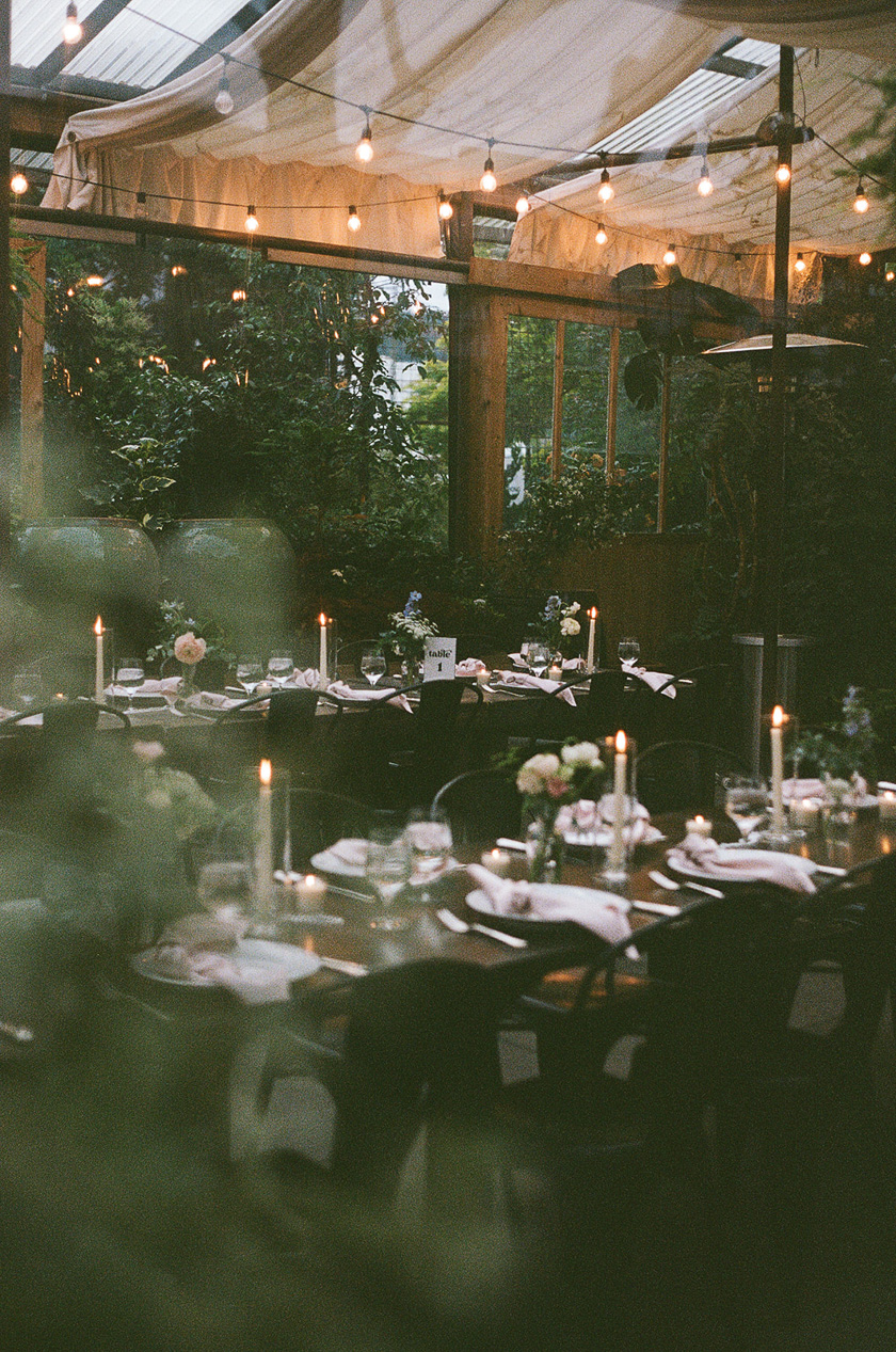 the table settings during a Blockhouse PDX wedding. 