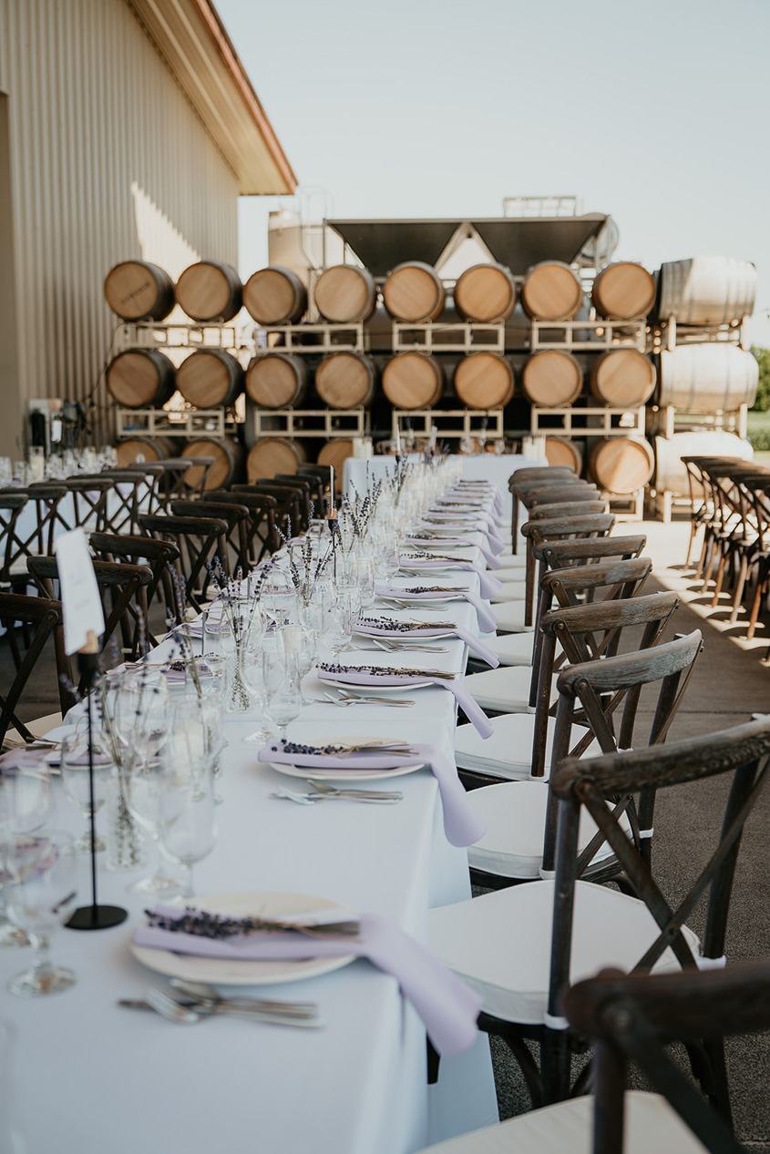 the table setting during a Dusted Valley wedding. 